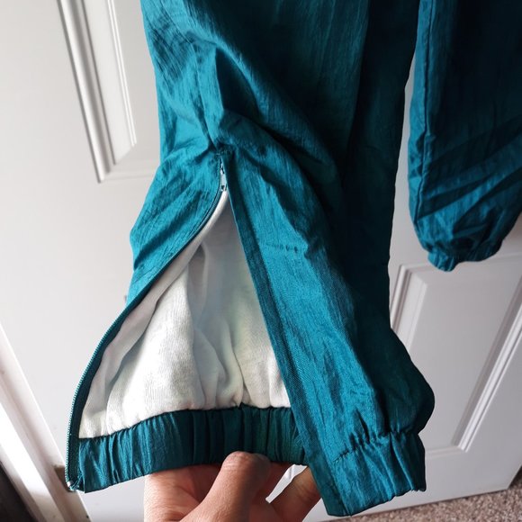 VTG 80s Sunterra Track Suit Set Jacket Pants Size Medium Petite Green Blue Red - Picture 8 of 9